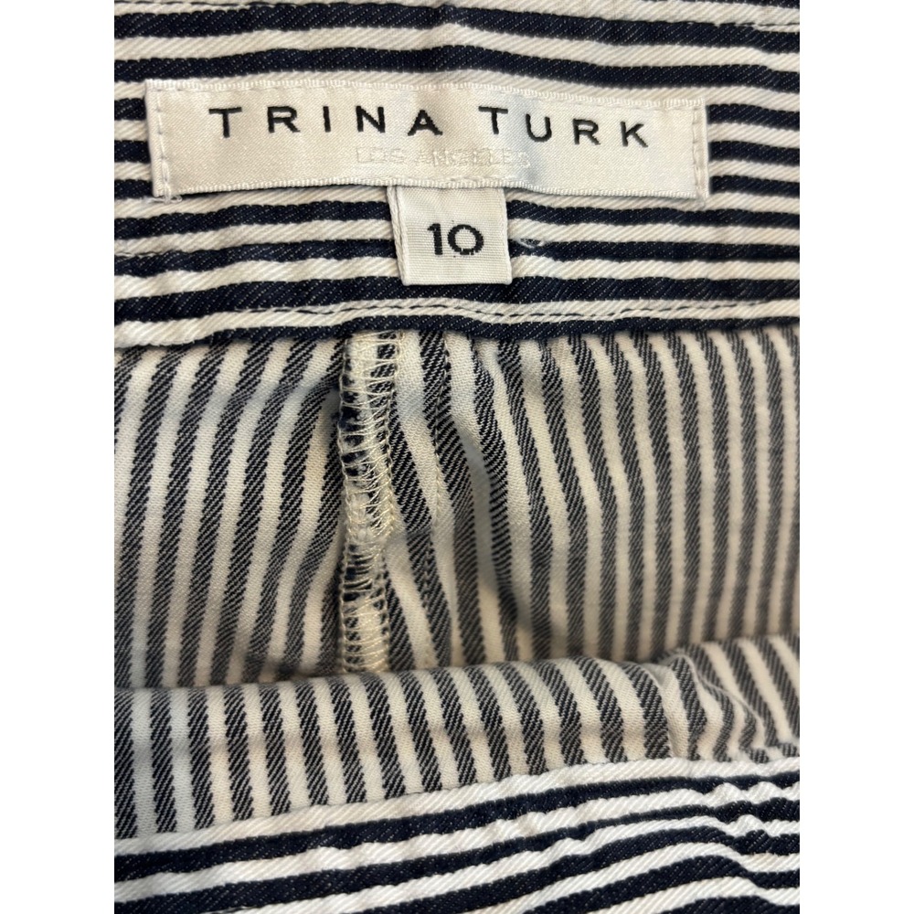 Trina Turk Magnifico Striped Sailor Shorts Women's High‎ Waist Button Nautical - Picture 10 of 13